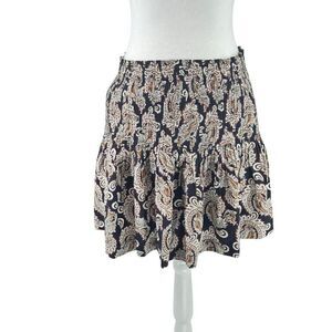 Anthropologie Women's Black Paisley Print Tiered Mini Skirt EUC Sz M Boho Chic